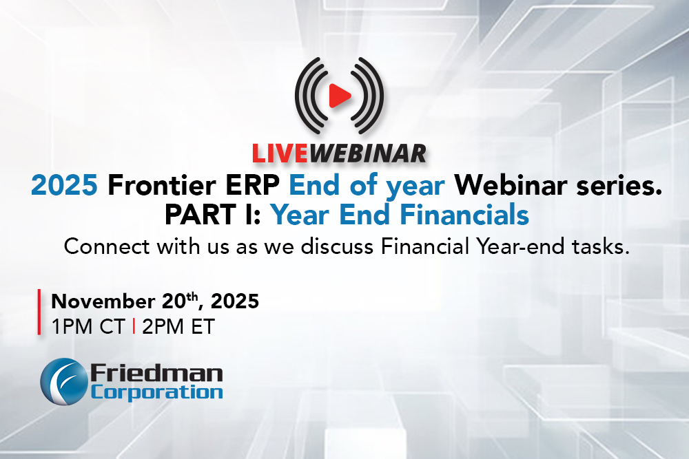 year-end close, year-end financials, Frontier ERP, live webinar
