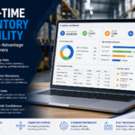 Manufacturing ERP dashboard displaying real-time inventory visibility, material availability, warehouse tracking, and production planning data