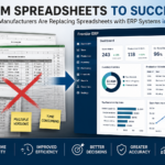 Manufacturing ERP dashboard replacing spreadsheet-based processes with real-time inventory, production, and financial management visibility